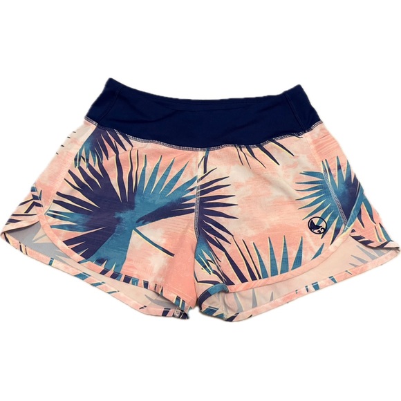 Reel Legends Pants - Reel Legends Pink and Blue Tropical Women's Athletic Shorts Size S